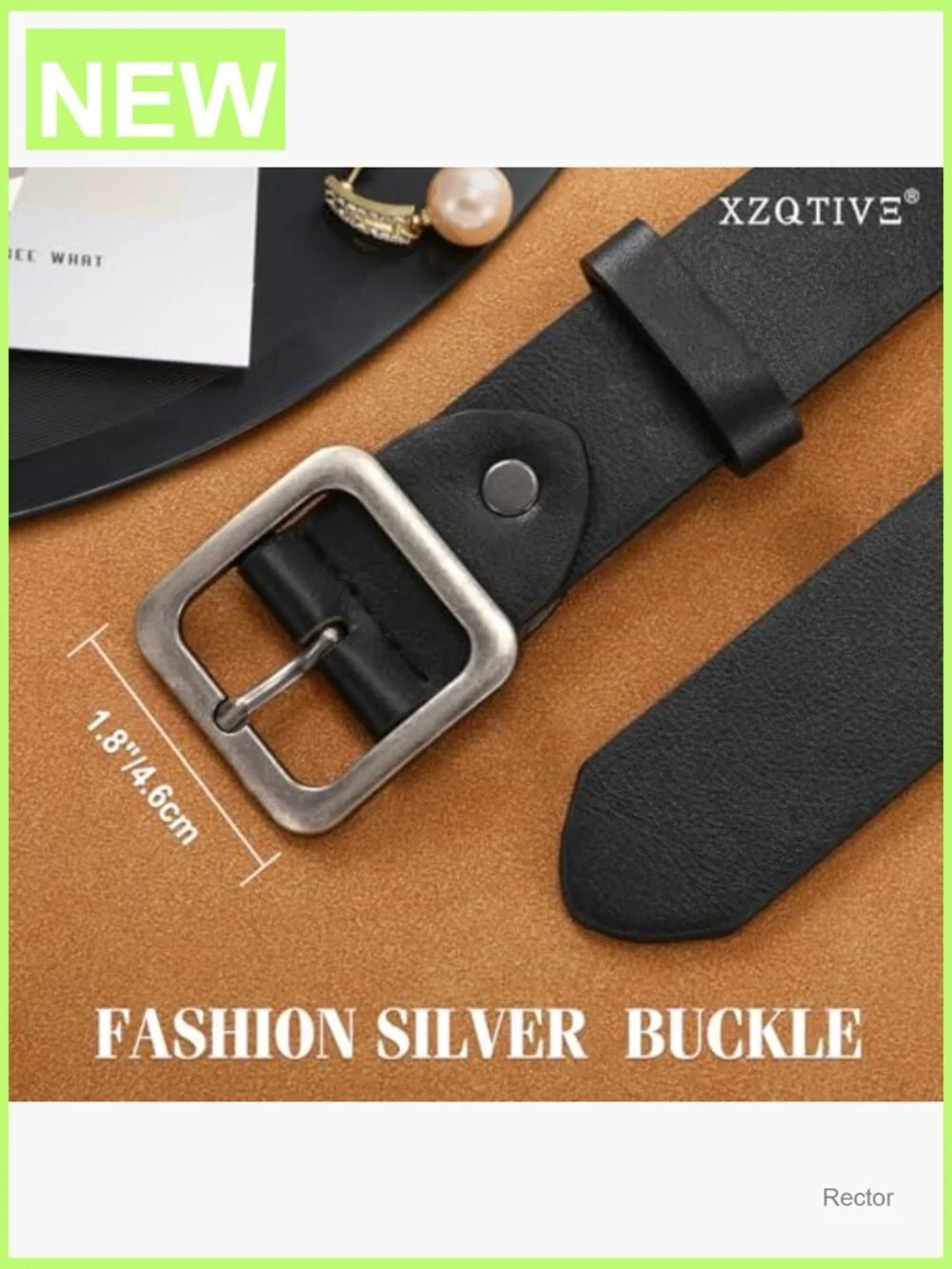 Women's Faux Leather Belt with Square Buckle for Jeans & Dresses, Adjustable,